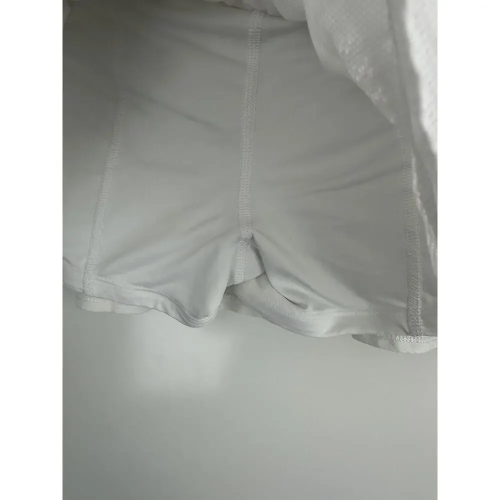 Lululemon Run Nothing to Hide Mini Micro Skort Skirt Shorts Tiered White Size 6 - Picture 7 of 16